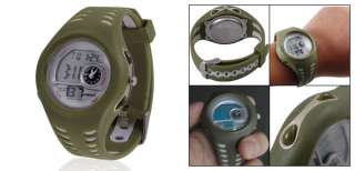   Men Army Green Plastic Band Double Dial Sports Quartz Watch  