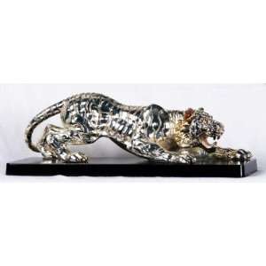  6.5 inch Silver Bengal Tiger Crouched And Growling 