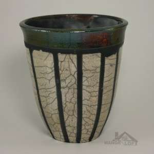 Artist Signed Handcrafted Raku Glazed Vase Pottery RB121810 52 by Ron 