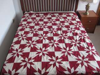 Hunters Star NEW PATCHWORK QUILT TOP, 83 x 90, Rose color  
