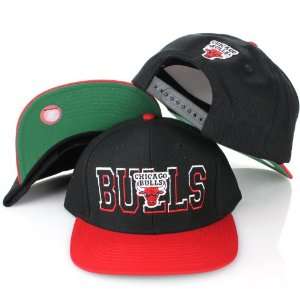  NBA Chicago Bulls Logo and Block Letters Black Red Tone 