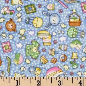   Time For Teddie Motifs Blue Fabric By The Yard Arts, Crafts & Sewing