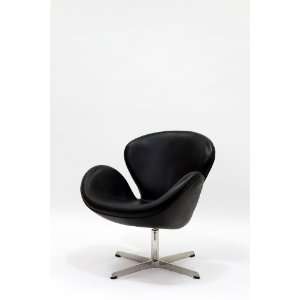  Lexington Modern Arne Jacobsen Swan Chair, Black Aniline 