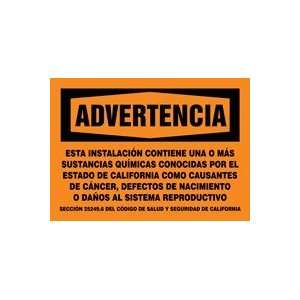   DEFECTS OR REPRODUCTIVE HARM (ALL SPANISH) 10 x 14 Dura Plastic Sign