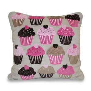  Thro Ltd. All Over Cupcake Applique Pillow, Pink