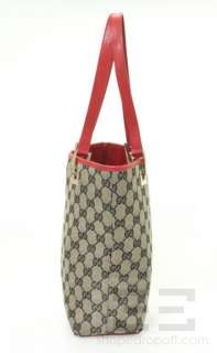 Gucci Black & Tan Monogram Canvas & Red Leather Small Bucket Shoulder 