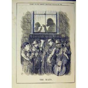  1885 Street Music Men Instruments Drinking Party Print 
