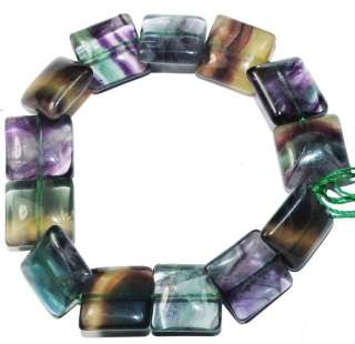 15mm Colorful Fluorite Square beads 8   