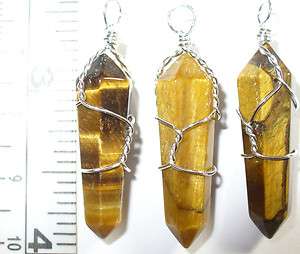 pc.Lot Wire Wrapped, Tiger Eye Pendant. Double terminated  