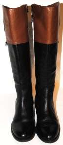 ETIENNE AIGNER Chastity Black & Brown Tall Flat Boots   Size 7 