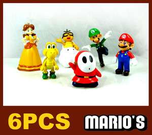 6PCS /set Super Mario Bro Action Figure Toys Yoshi,Luigi,Daisy,