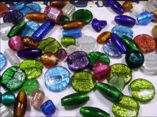 WHOLESALE LOT 2 LBS FANCY FOIL LAMPWORK BEADS (BD 61)  