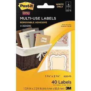  Post it Multi Use Designer Series Labels, 4 Designs, Write Only, 1 