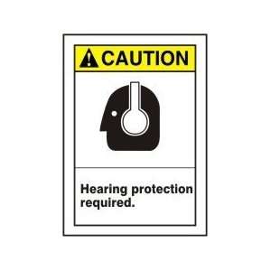 CAUTION HEARING PROTECTION REQUIRED (W/GRAPHIC) Sign   10 x 7 Aluma 