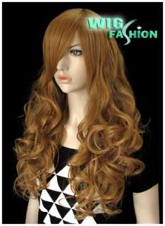 New Long Yellowish Blonde Curly Hair Wig MS98  