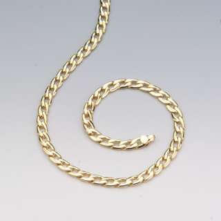 25MM FLAT CUBAN YELLOW GOLD PLATED CHAIN NECKLACE 18  
