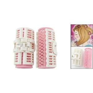   Home DIY Hair Curlers Pink White Rollers Clips