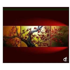  Golden Red   3 Piece Canvas Oil Painting 