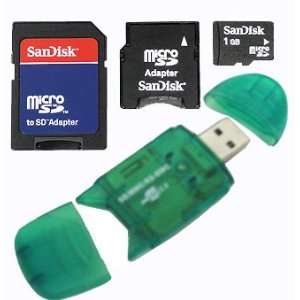  Combo Kit of Sandisk 1GB microSD, SD Adapter, miniSD adapter and USB 