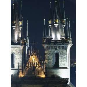  The Spires of the Gothic Tyn Church at Night, Unesco World 