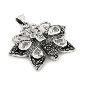  Marcasite And Cz Butterfly Pendant Jewelry