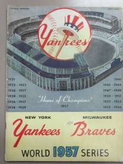 1957 World Series Program New York Yankees, Braves  