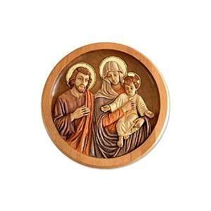  NOVICA Cedar relief panel, Holy Family Portrait