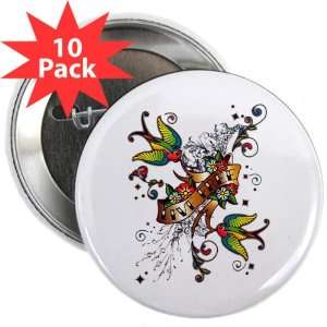  2.25 Button (10 Pack) Live Free Birds   Peace Symbol Sign 