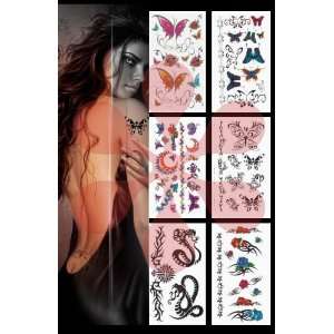  6 Mix Sexy Lower Back Temporary Tattoos Waterproof 