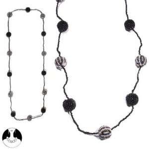 Paris Long Necklace 100 cm Black and White Noir Et Blanc Necklace Long 