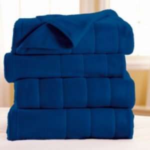  Sunbeam Fleece Electric Heat Warming Blanket Blue Queen 
