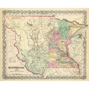  STATE OF MINNESOTA (MN) BY J.H. COLTON 1856 MAP