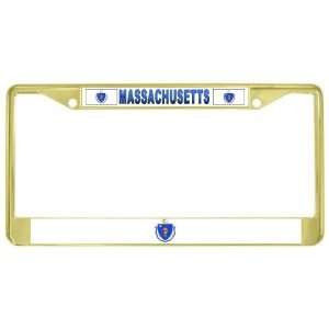  Massachusetts Ma State Flag Gold Tone Metal License Plate 