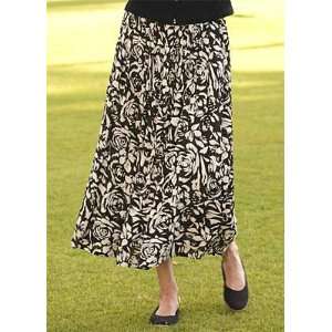  Black and Tan Floral Skirt A wood block print of stylized 