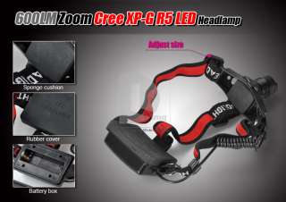 600LM Zoom Able Cree XPG R5 LED Headlamp Spot Flood beam Headlight 