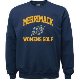  Merrimack Warriors Navy Womens Golf Arch Crewneck 