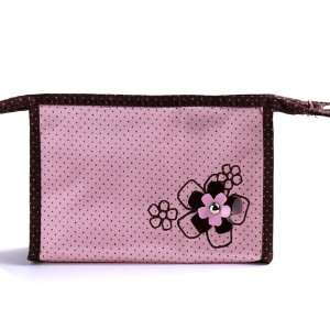 LY Fashion Lady Makeup Cosmetic Hand Case Zipper Pouch Bag Pink Flower 