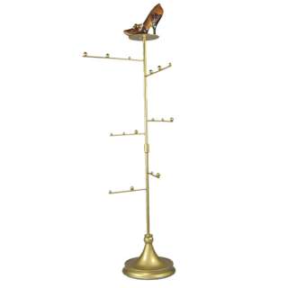Vintage Style Jewelry Tree Stand Gold Shoe 22.5H  