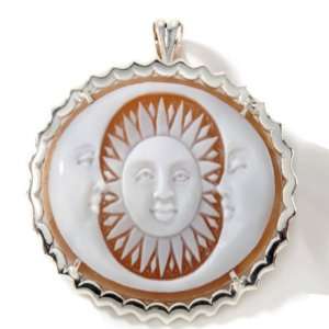Italy Cameo Sterling Silver Sardonyx Sun & Moon Pin/Pendant