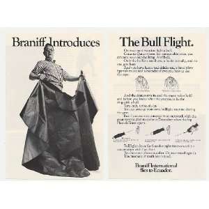  1968 Braniff Airlines Bull Flight Bullfighter 2 Page Print 