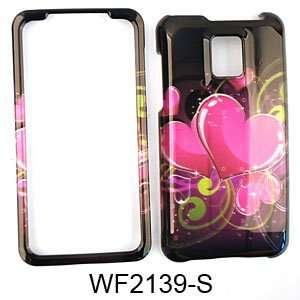  PHONE COVER FOR LG G2X / OPTIMUS 2X TRANS PINK HEARTS ON 