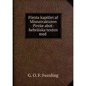   Pireke abot hebrÃ¤iska texten med . G. O. F. Fernling Books