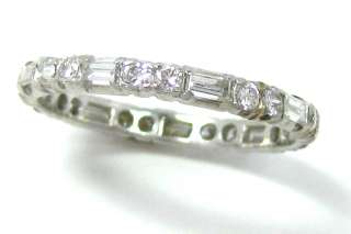 Wedding Eternaty Band Ring Platinum Diamond Vintage 1930s Estate 2.3mm 
