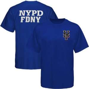   New York Mets NYPD FDNY Logo T Shirt   Blue