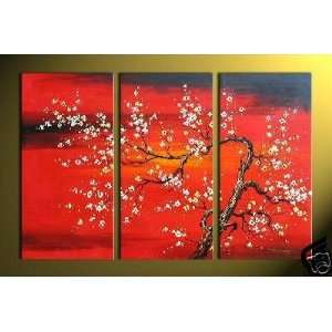  Complex Red and White Oil Painting (3 Pieces) Everything 