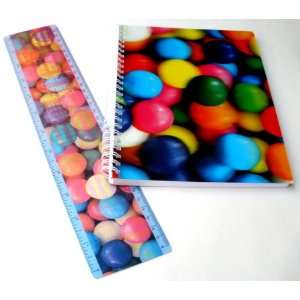  Bubble Gum Balls Magic Motion & 3D Spiral Notebook Journal 