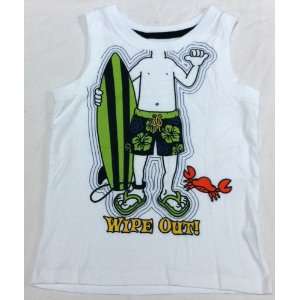  Boy Size Small 4, Wipe Out Surfer White T Shirt 