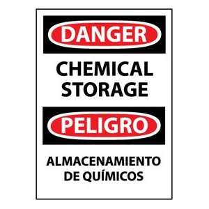 Bilingual Plastic Sign   Danger Chemical Storage  