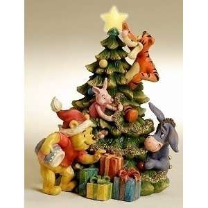 Disney Winnie The Pooh & Friends By The Christmas Tree Lighted Figure 