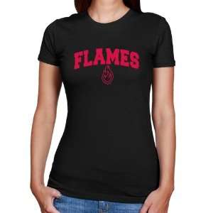  NCAA UIC Flames Ladies Black Logo Arch Slim Fit T shirt 